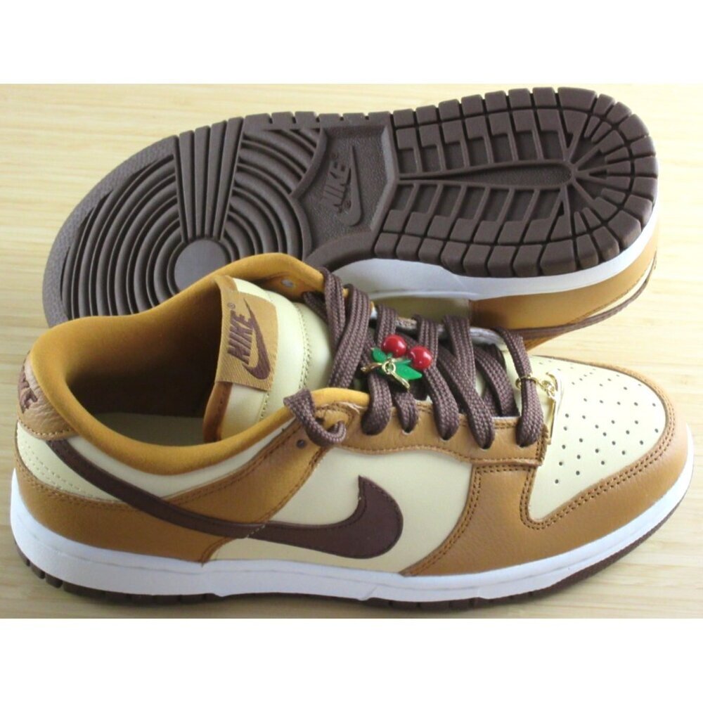 Women's Nike Dunk Low SE Leather Shoes Desert Ochre Vanilla Brown Sizes NIB - Picture 3 of 7